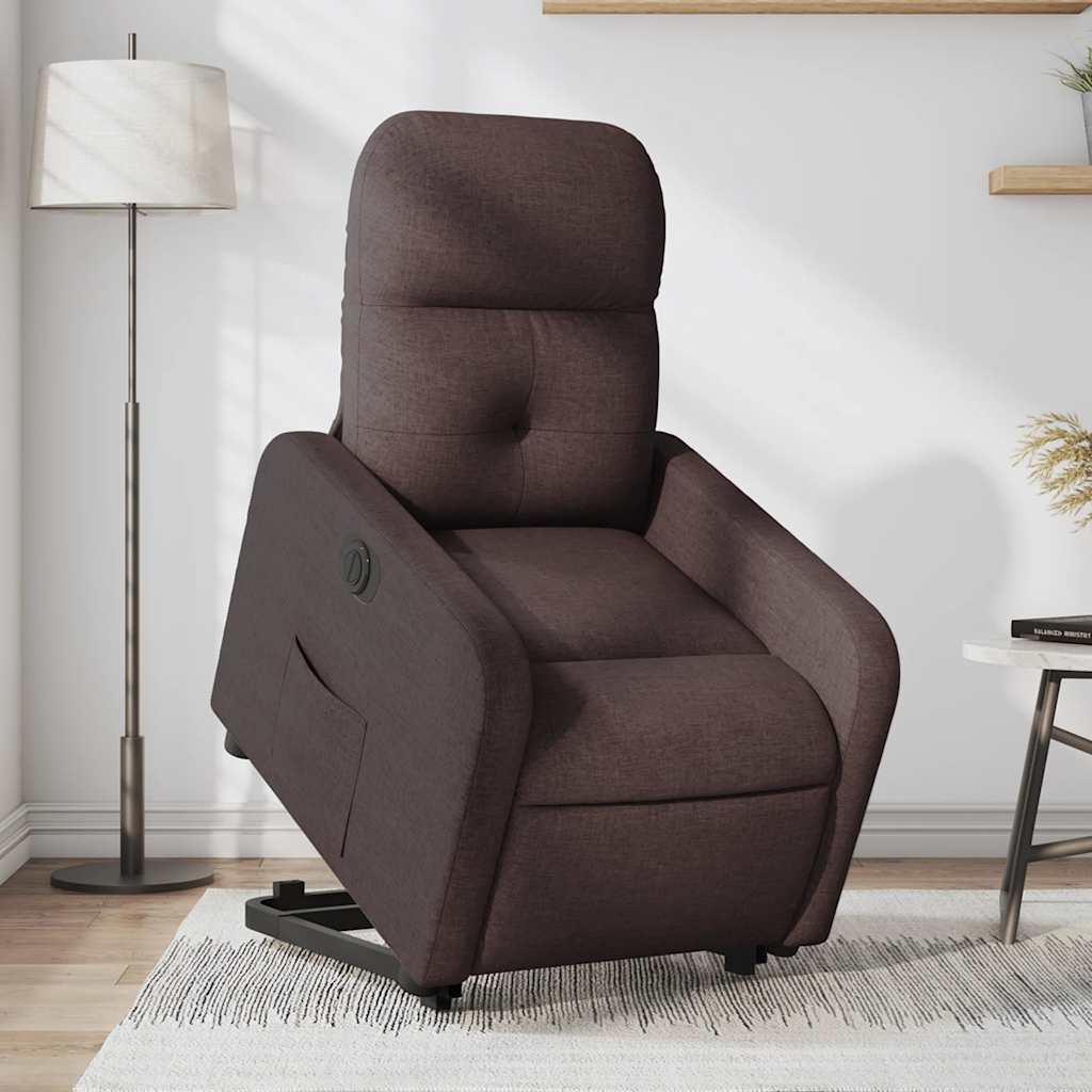 Fauteuil inclinable électrique marron foncé tissu - XIOS
