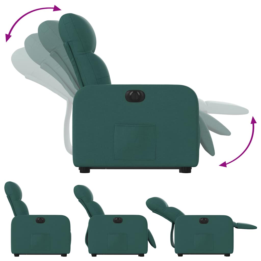 Fauteuil inclinable électrique vert foncé tissu - XIOS
