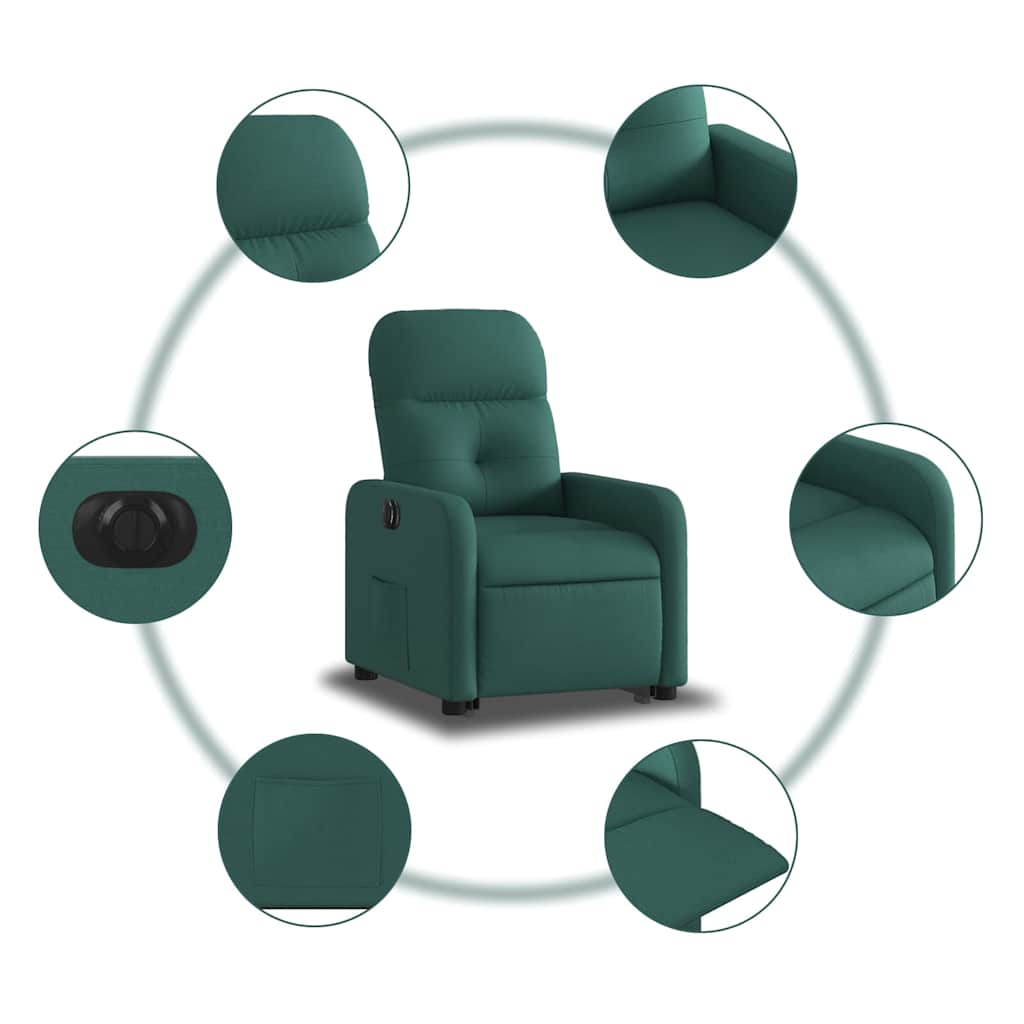 Fauteuil inclinable électrique vert foncé tissu - XIOS