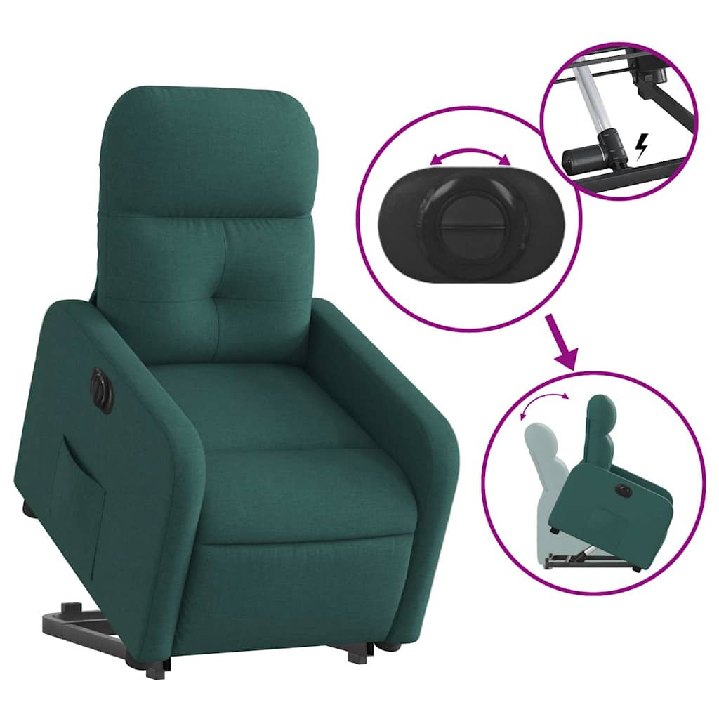 Fauteuil inclinable électrique vert foncé tissu - XIOS