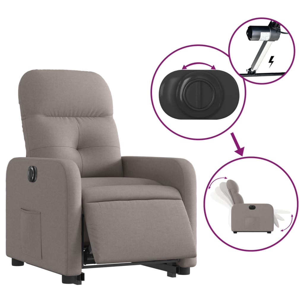 Fauteuil inclinable électrique taupe tissu - XIOS