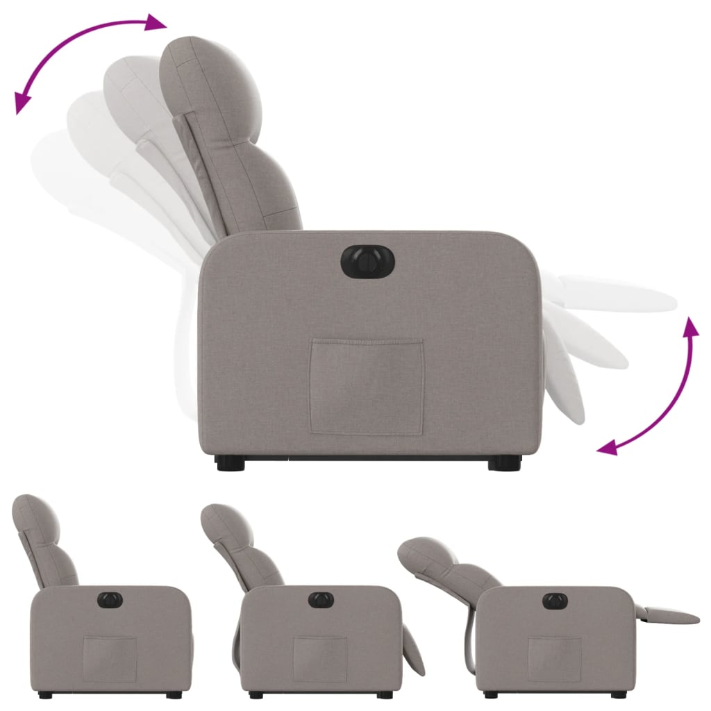 Fauteuil inclinable électrique taupe tissu - XIOS