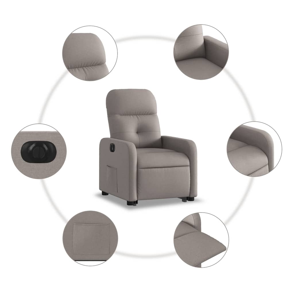 Fauteuil inclinable électrique taupe tissu - XIOS