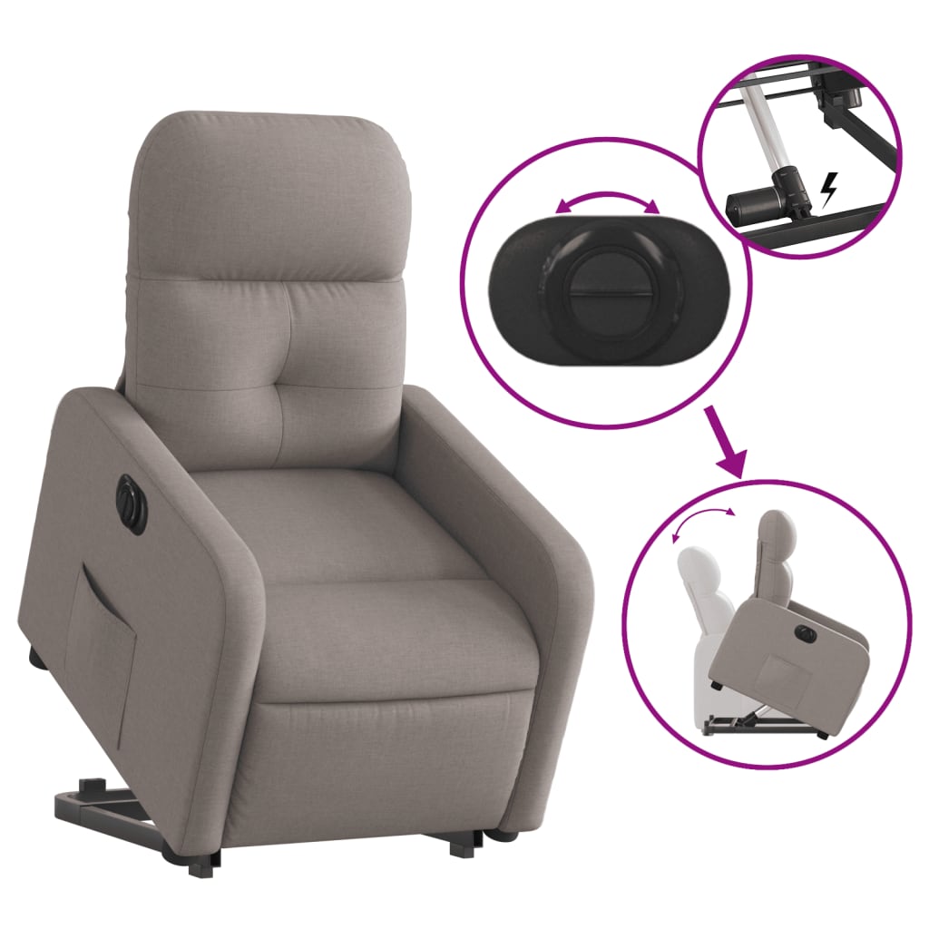 Fauteuil inclinable électrique taupe tissu - XIOS