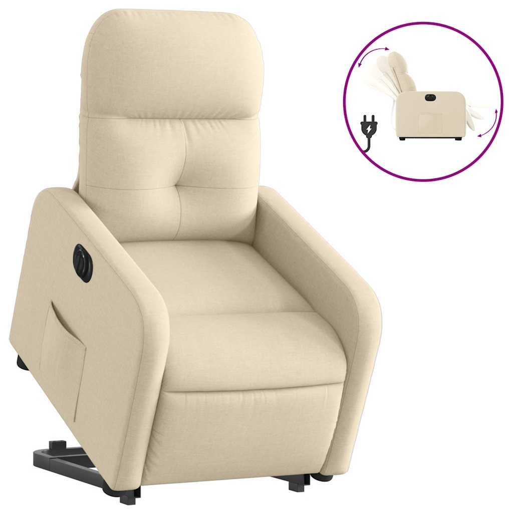 Fauteuil inclinable électrique crème tissu - XIOS