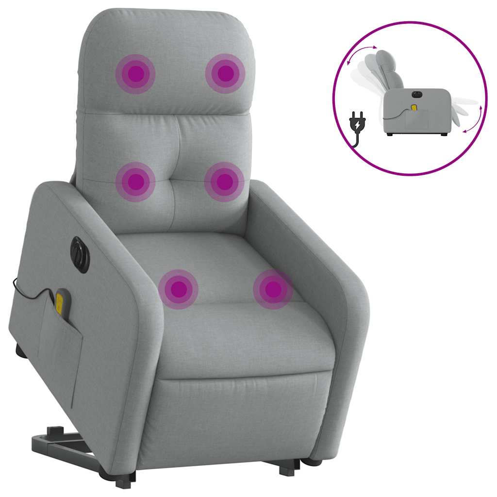 Fauteuil inclinable de massage électrique Gris clair Tissu - XIOS