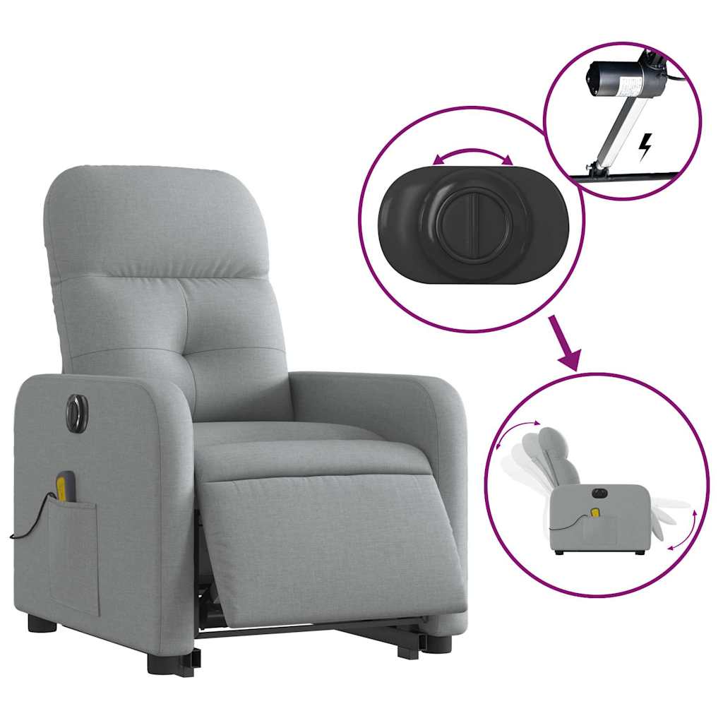 Fauteuil inclinable de massage électrique Gris clair Tissu - XIOS