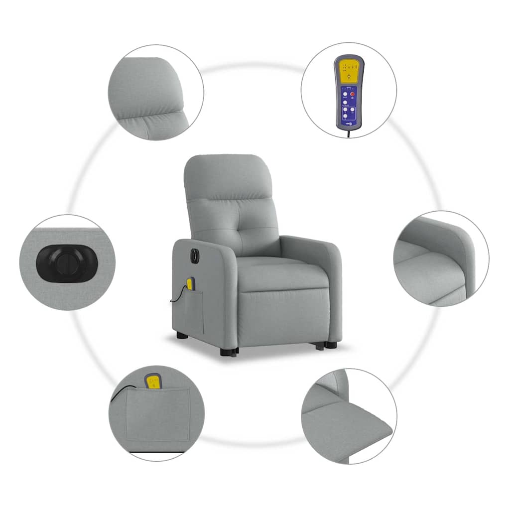 Fauteuil inclinable de massage électrique Gris clair Tissu - XIOS