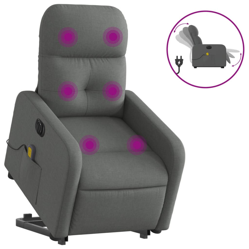 Fauteuil inclinable de massage électrique Gris foncé Tissu - XIOS