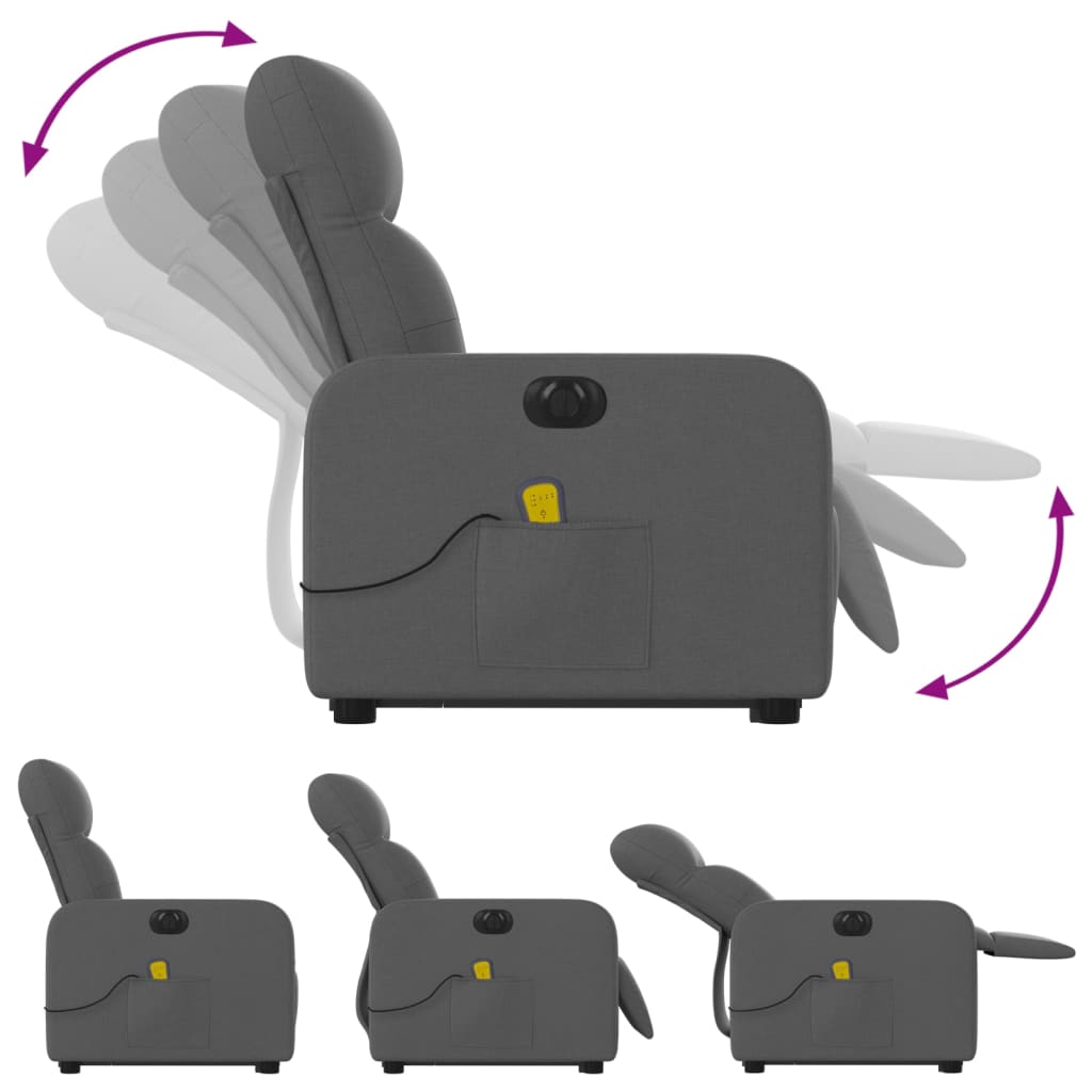 Fauteuil inclinable de massage électrique Gris foncé Tissu - XIOS