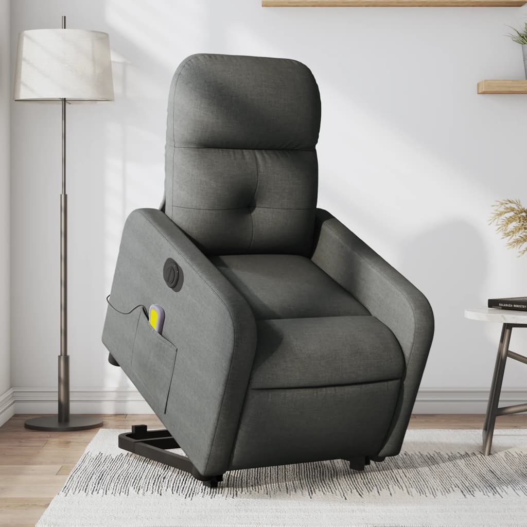 Fauteuil inclinable de massage électrique Gris foncé Tissu - XIOS
