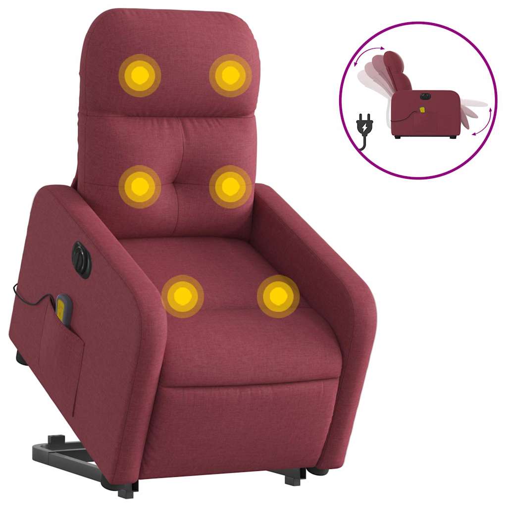 Fauteuil inclinable de massage électrique Rouge bordeaux Tissu - XIOS