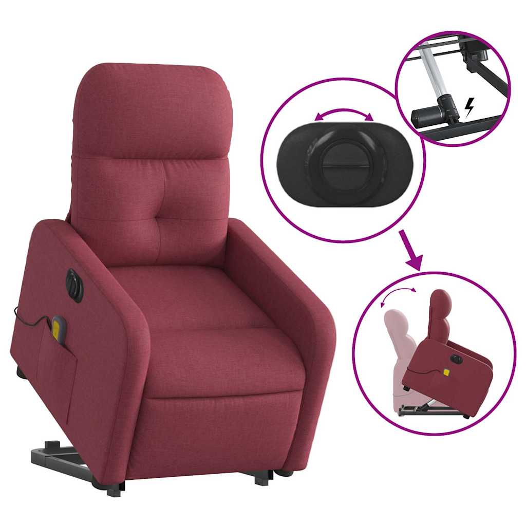 Fauteuil inclinable de massage électrique Rouge bordeaux Tissu - XIOS