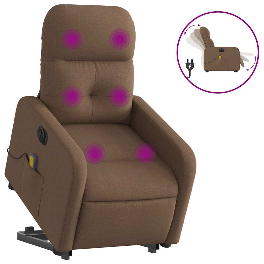 Fauteuil inclinable de massage électrique Marron Tissu - XIOS
