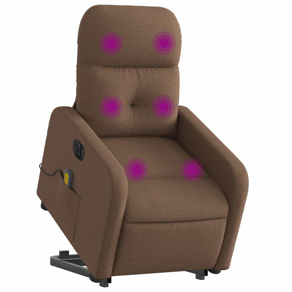 Fauteuil inclinable de massage électrique Marron Tissu