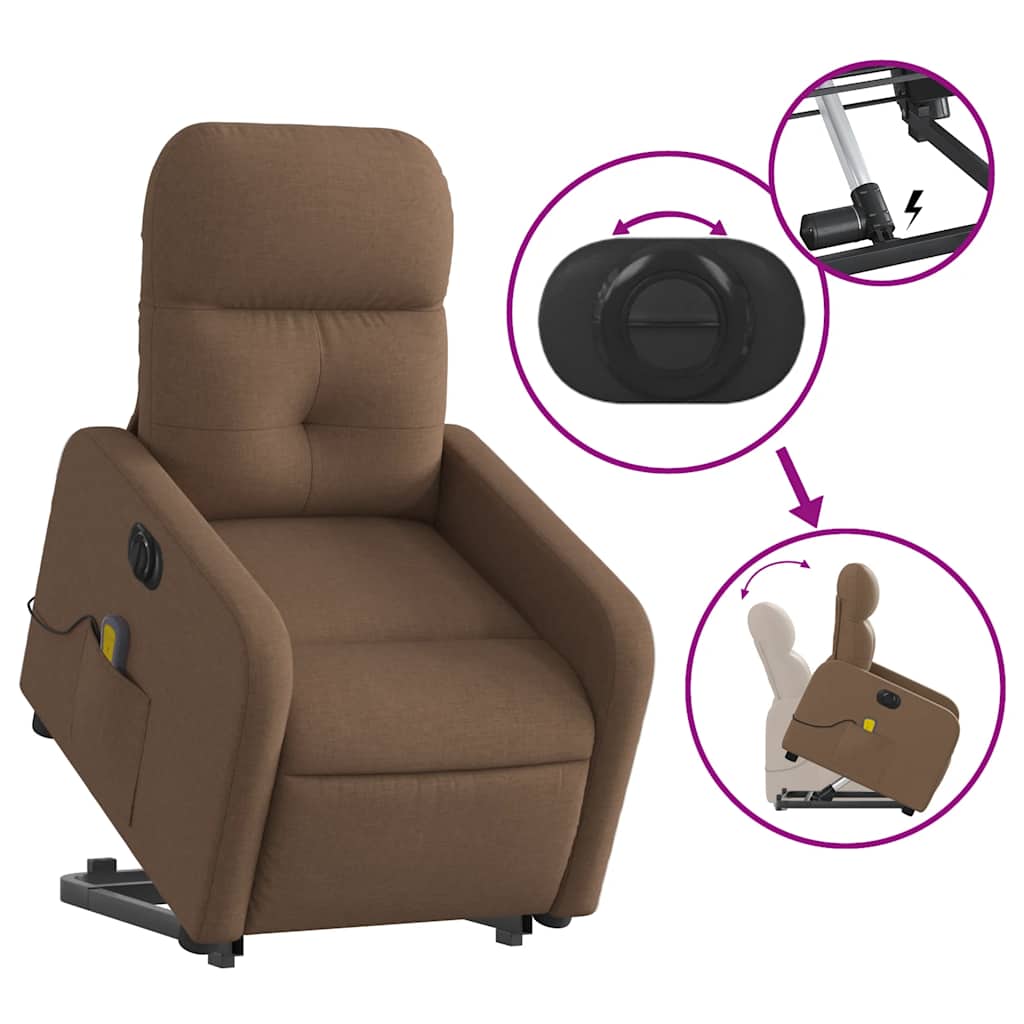Fauteuil inclinable de massage électrique Marron Tissu - XIOS