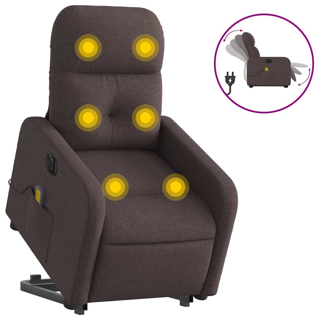 Fauteuil inclinable de massage électrique Marron foncé Tissu - XIOS