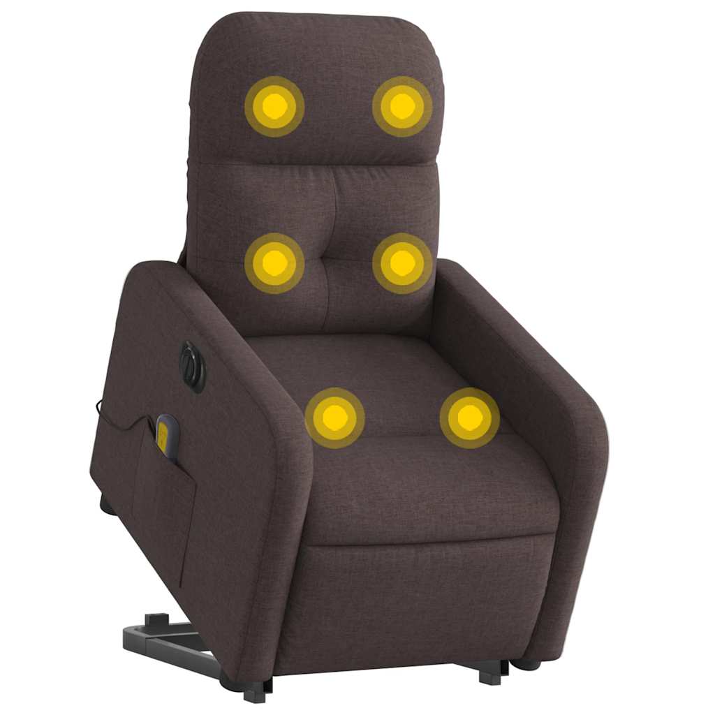 Fauteuil inclinable de massage électrique Marron foncé Tissu