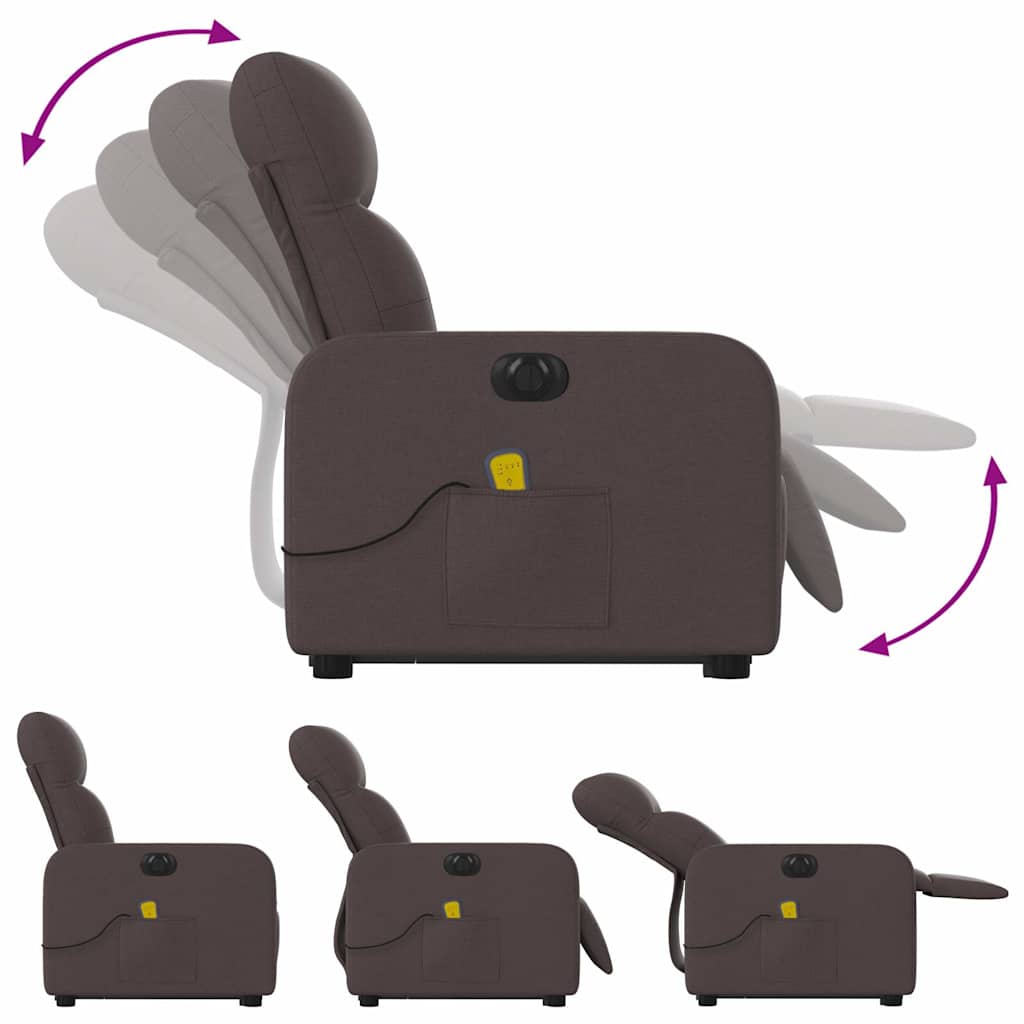 Fauteuil inclinable de massage électrique Marron foncé Tissu - XIOS