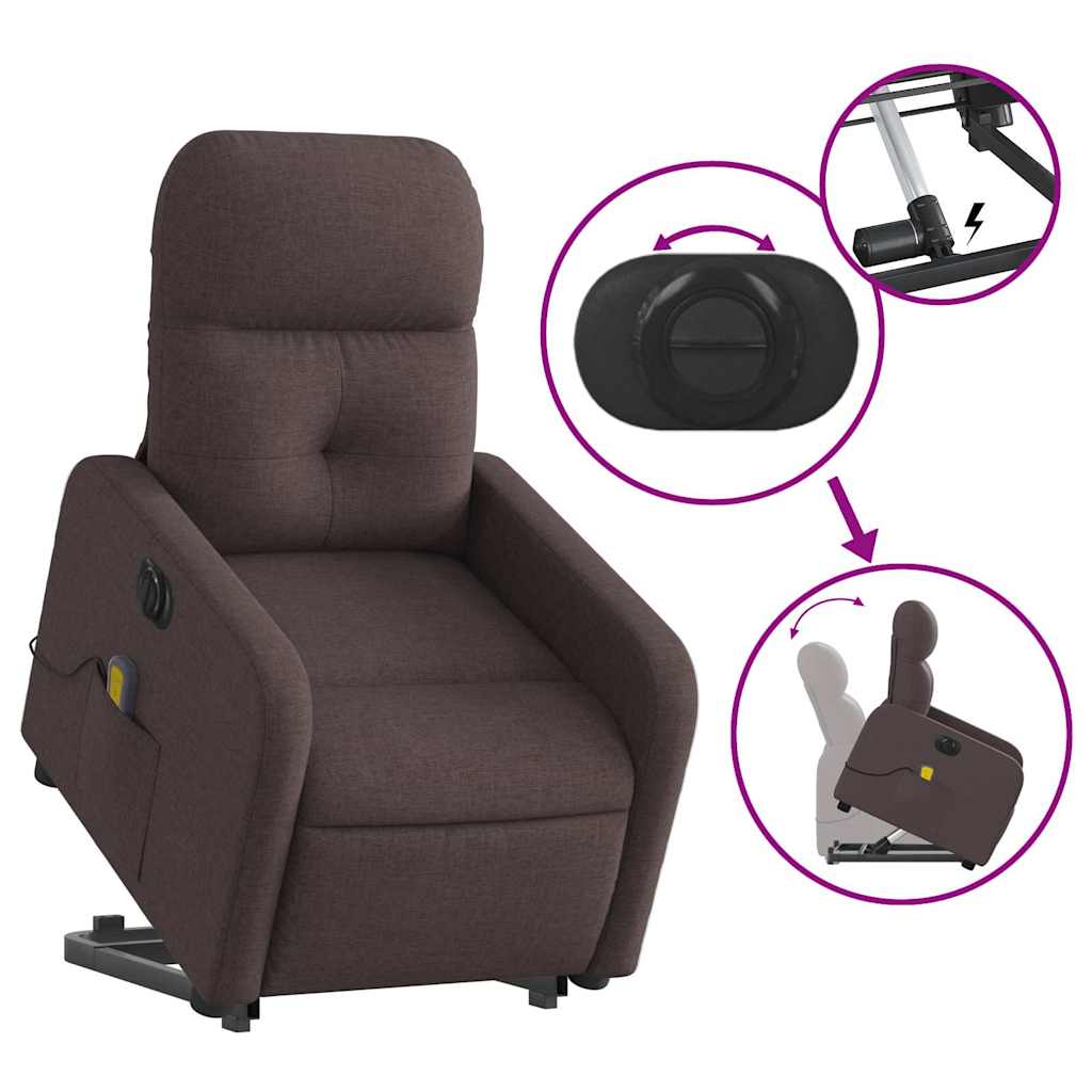Fauteuil inclinable de massage électrique Marron foncé Tissu - XIOS