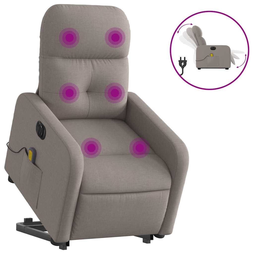 Fauteuil inclinable de massage électrique Taupe Tissu - XIOS