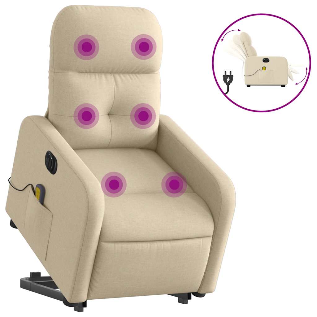 Fauteuil inclinable de massage électrique Crème Tissu - XIOS
