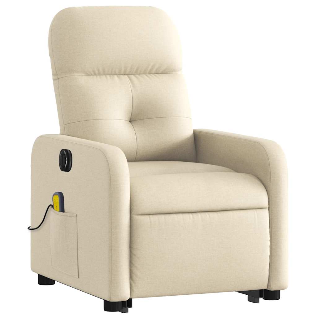 Fauteuil inclinable de massage électrique Crème Tissu