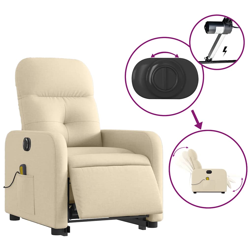 Fauteuil inclinable de massage électrique Crème Tissu - XIOS