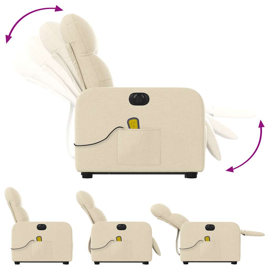 Fauteuil inclinable de massage électrique Crème Tissu - XIOS