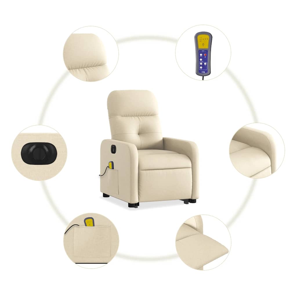 Fauteuil inclinable de massage électrique Crème Tissu - XIOS