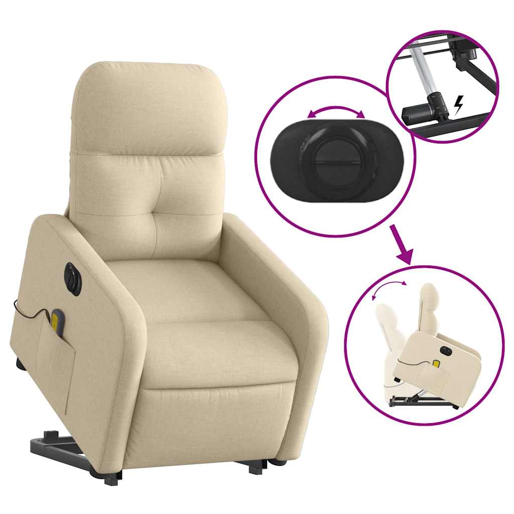 Fauteuil inclinable de massage électrique Crème Tissu - XIOS