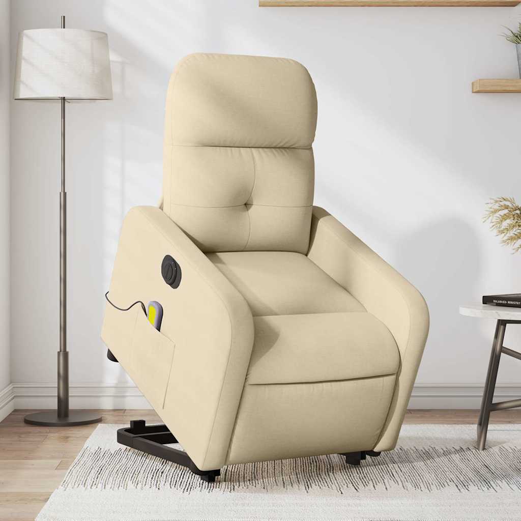 Fauteuil inclinable de massage électrique Crème Tissu - XIOS