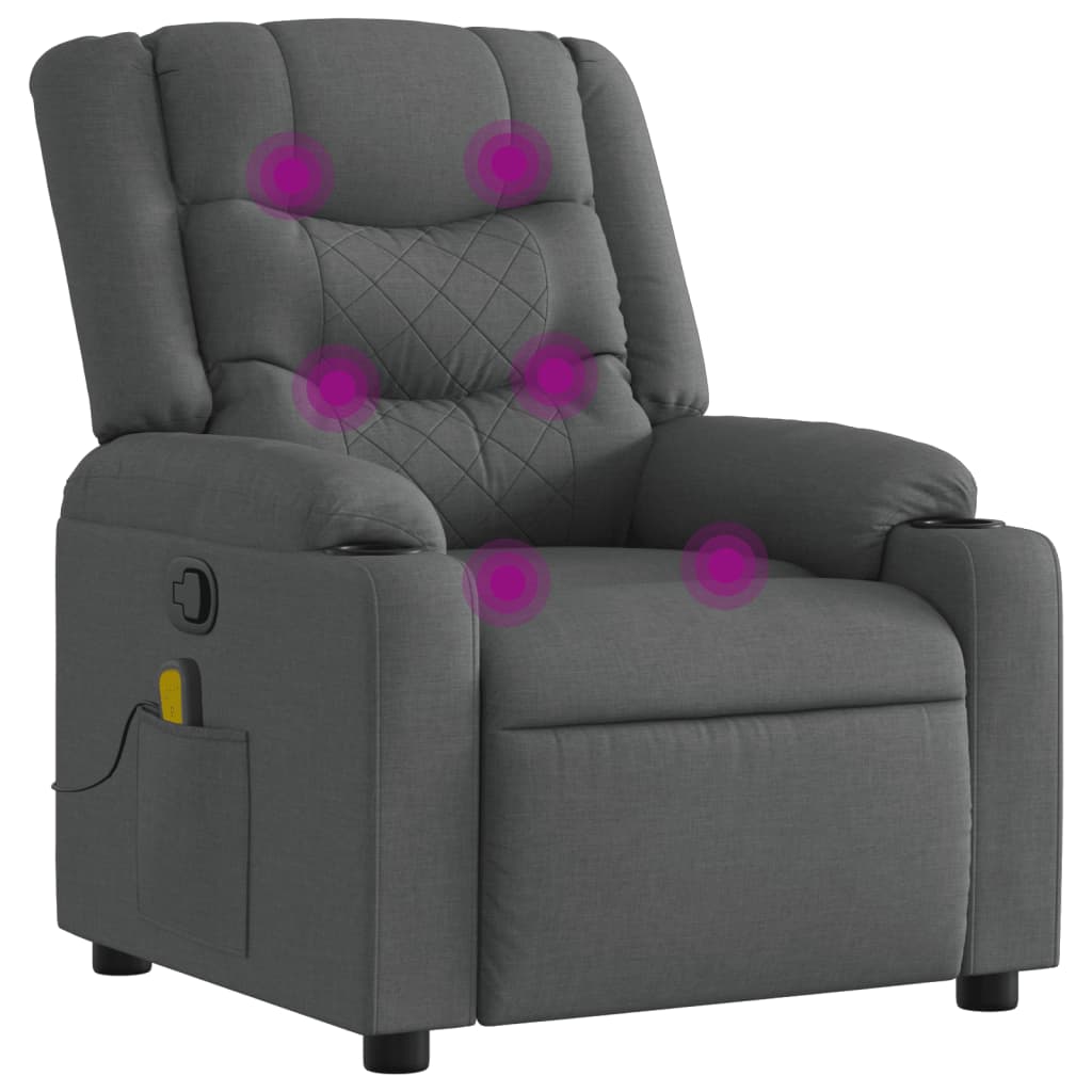 Fauteuil de massage inclinable gris foncé tissu - XIOS
