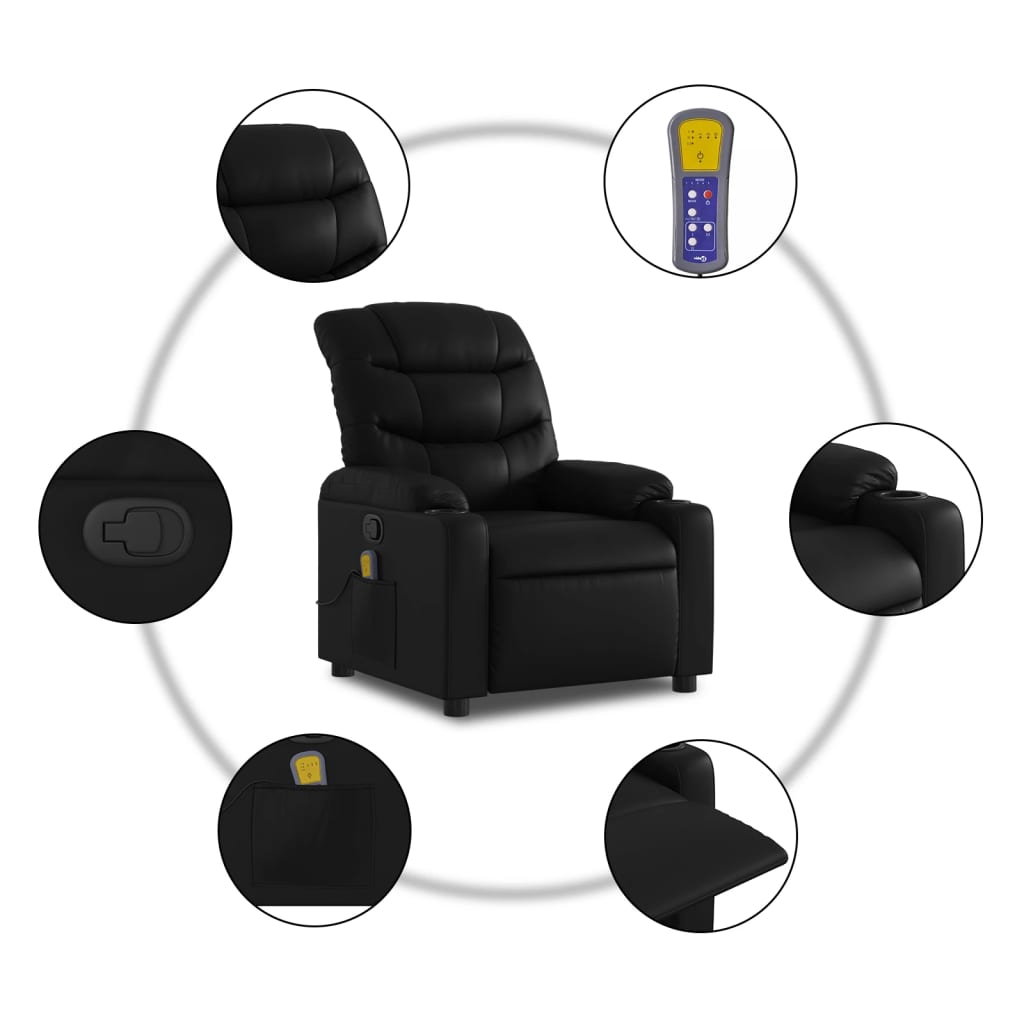 Fauteuil de massage inclinable noir similicuir - XIOS