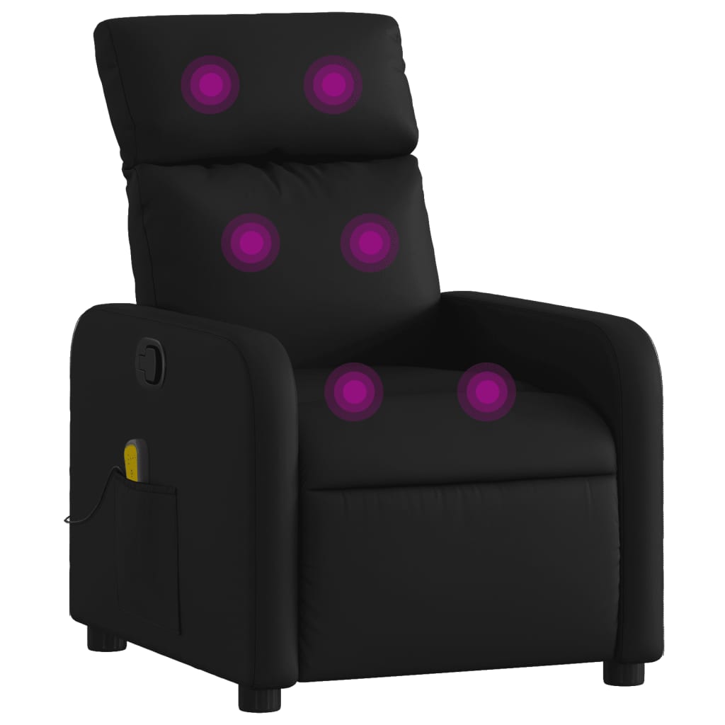 Fauteuil inclinable massant en similicuir noir - XIOS