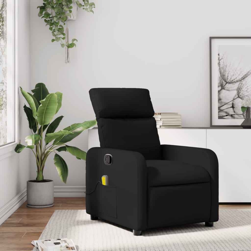 Fauteuil inclinable massant en similicuir noir - XIOS