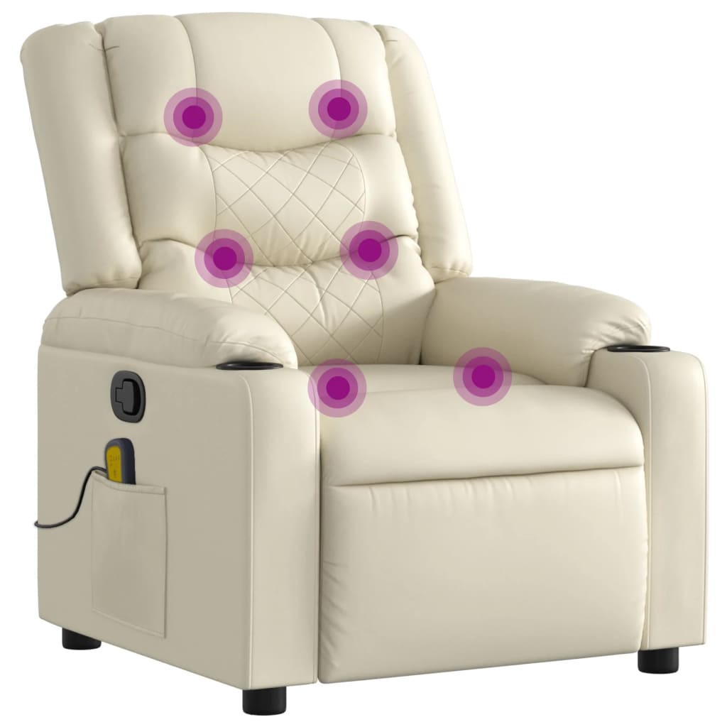 Fauteuil de massage inclinable crème similicuir