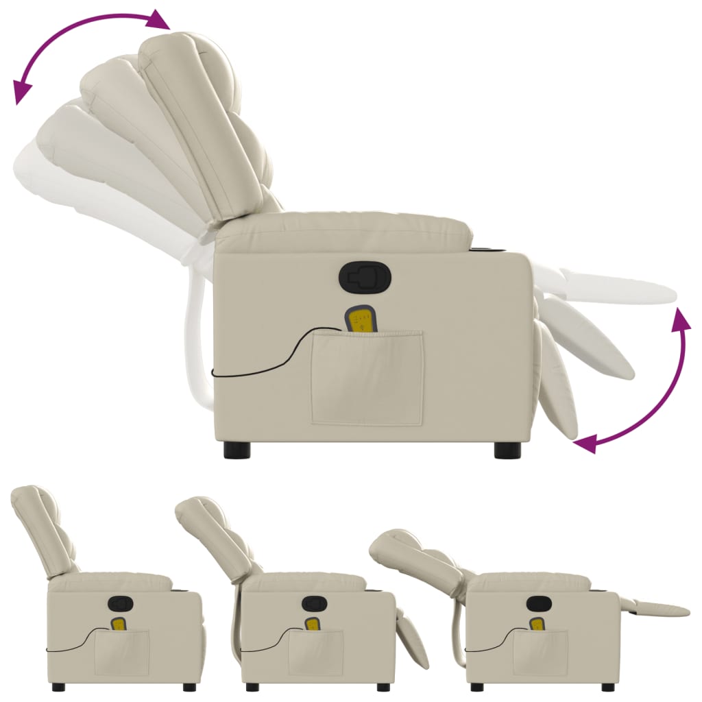 Fauteuil de massage inclinable crème similicuir - XIOS