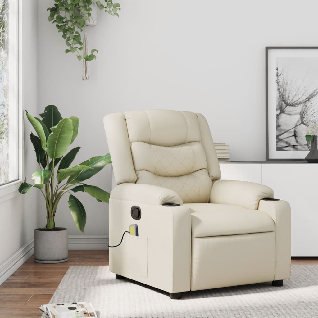 Fauteuil de massage inclinable crème similicuir - XIOS