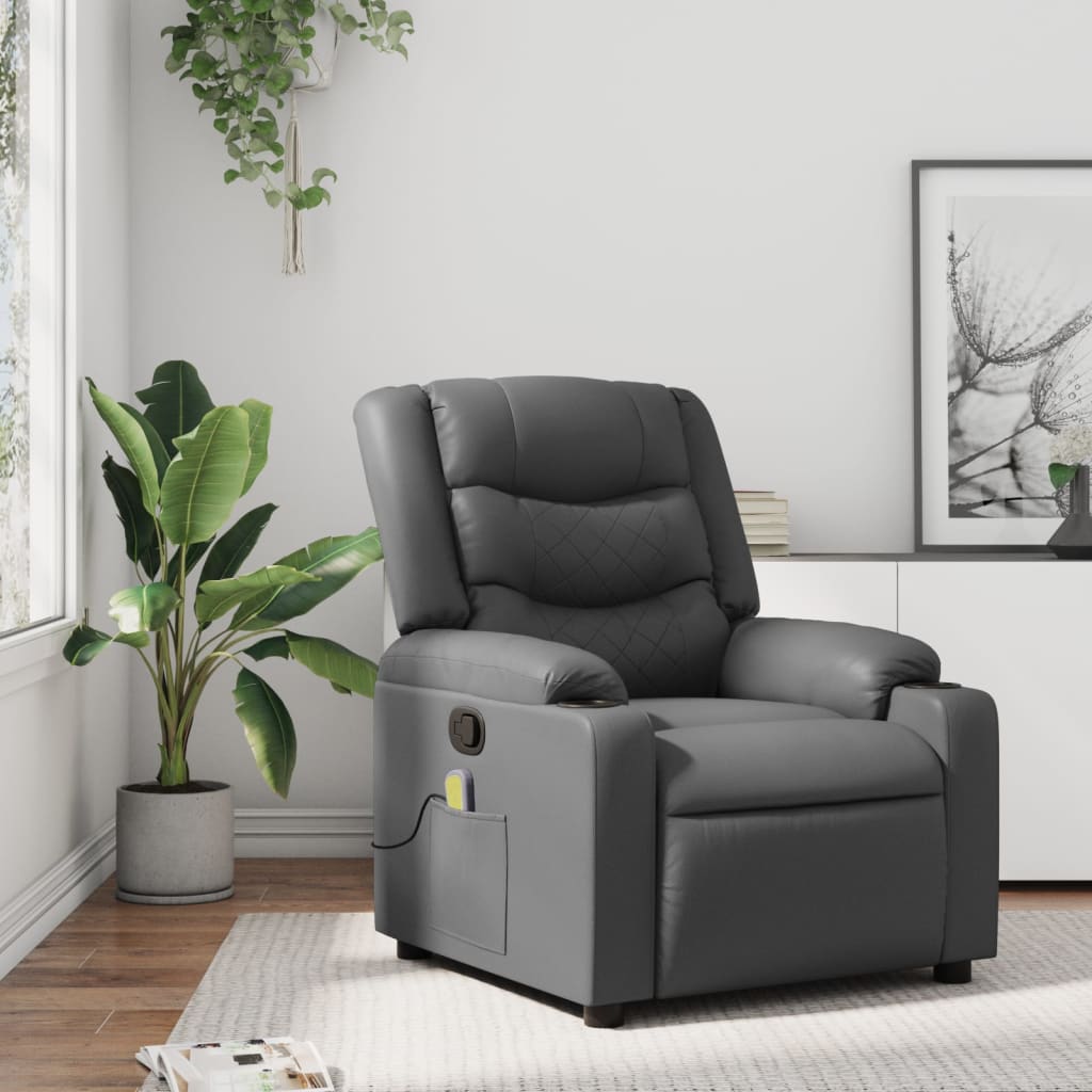 Fauteuil de massage inclinable gris similicuir - XIOS