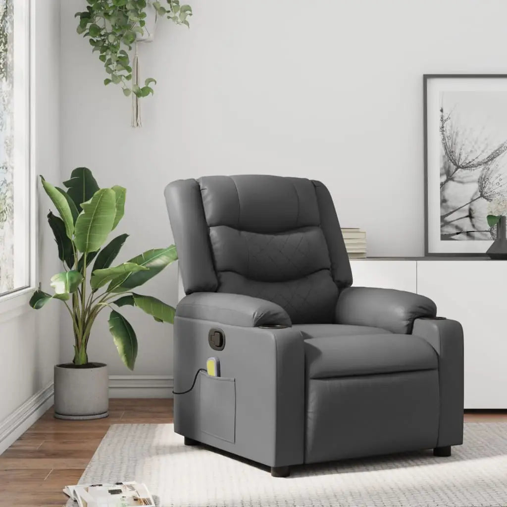 Fauteuil de massage inclinable gris similicuir - XIOS