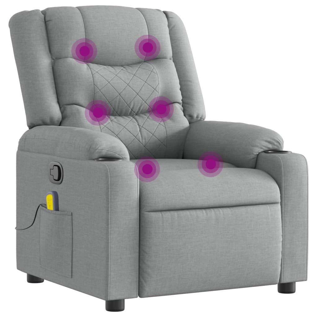 Fauteuil inclinable de massage en tissu gris clair - XIOS