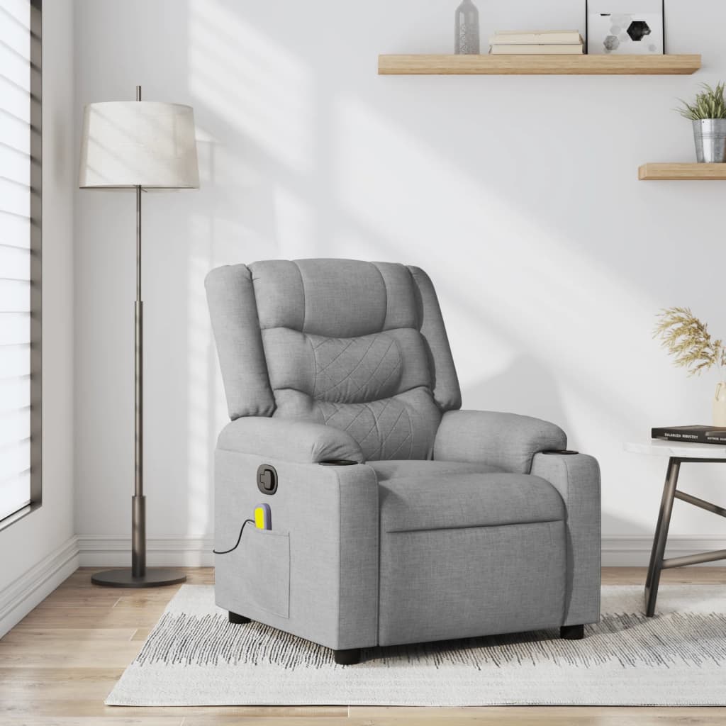 Fauteuil inclinable de massage en tissu gris clair - XIOS