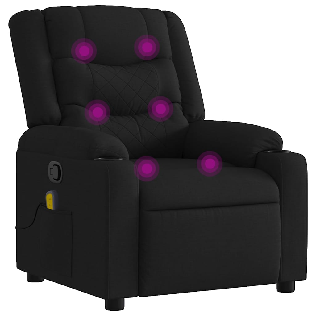 Fauteuil inclinable de massage noir tissu