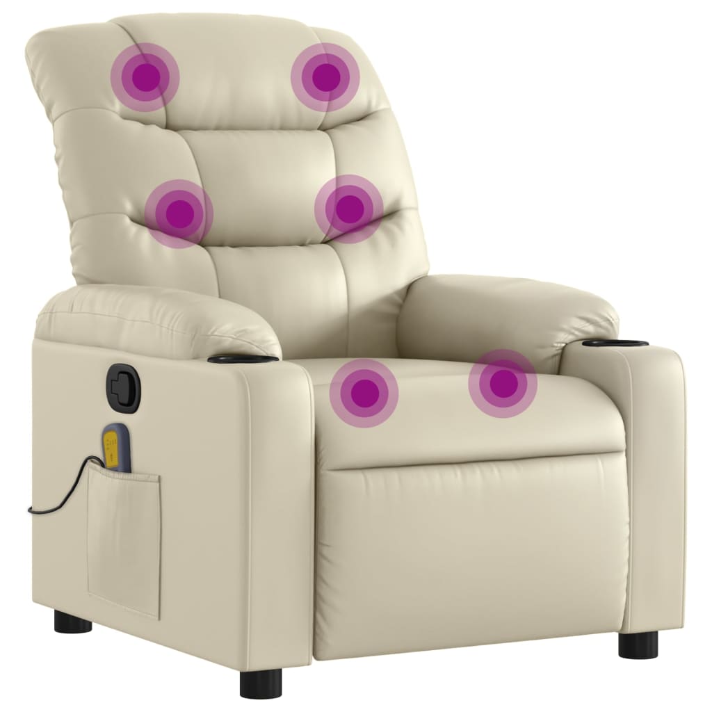 Fauteuil de massage inclinable crème similicuir - XIOS