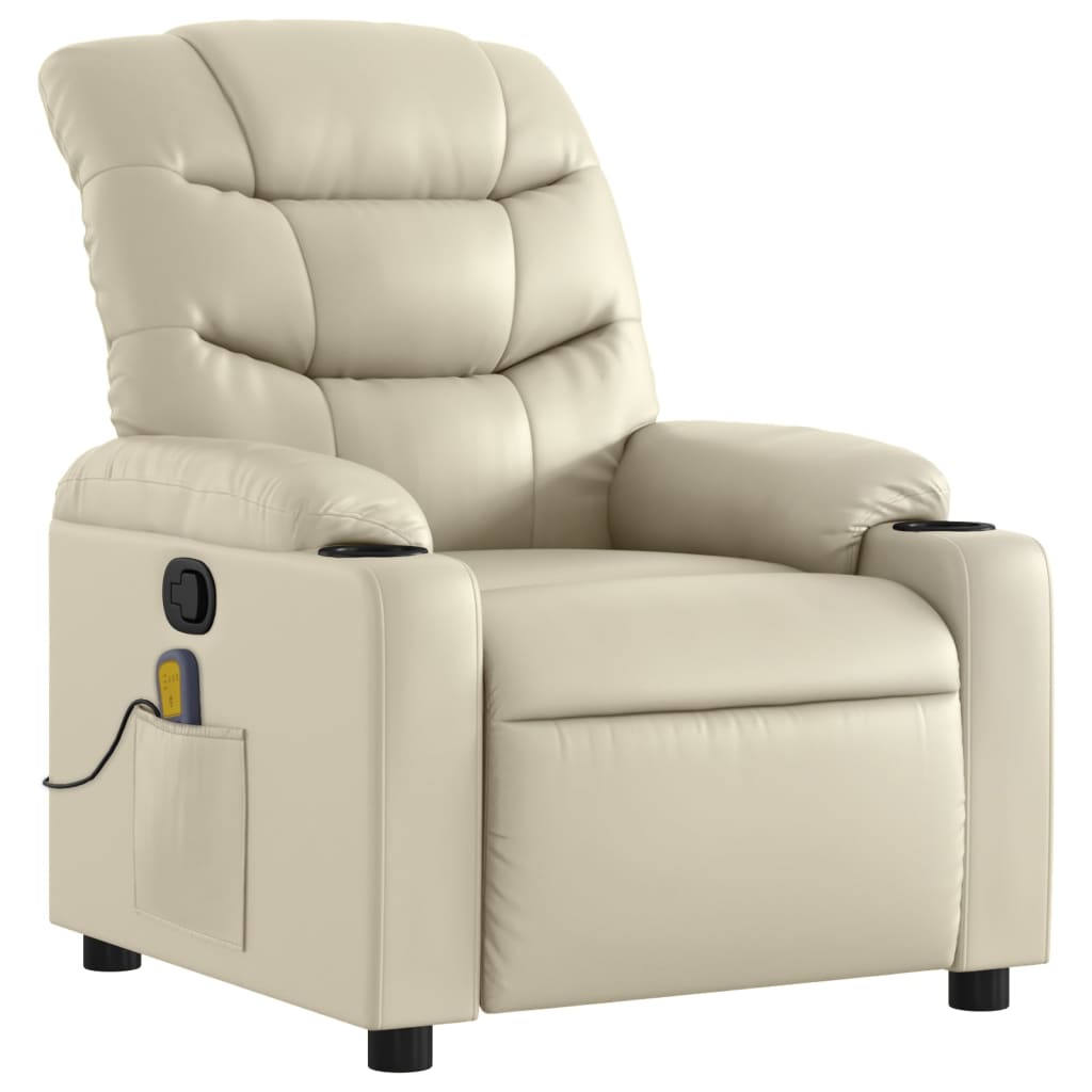 Fauteuil de massage inclinable crème similicuir - XIOS