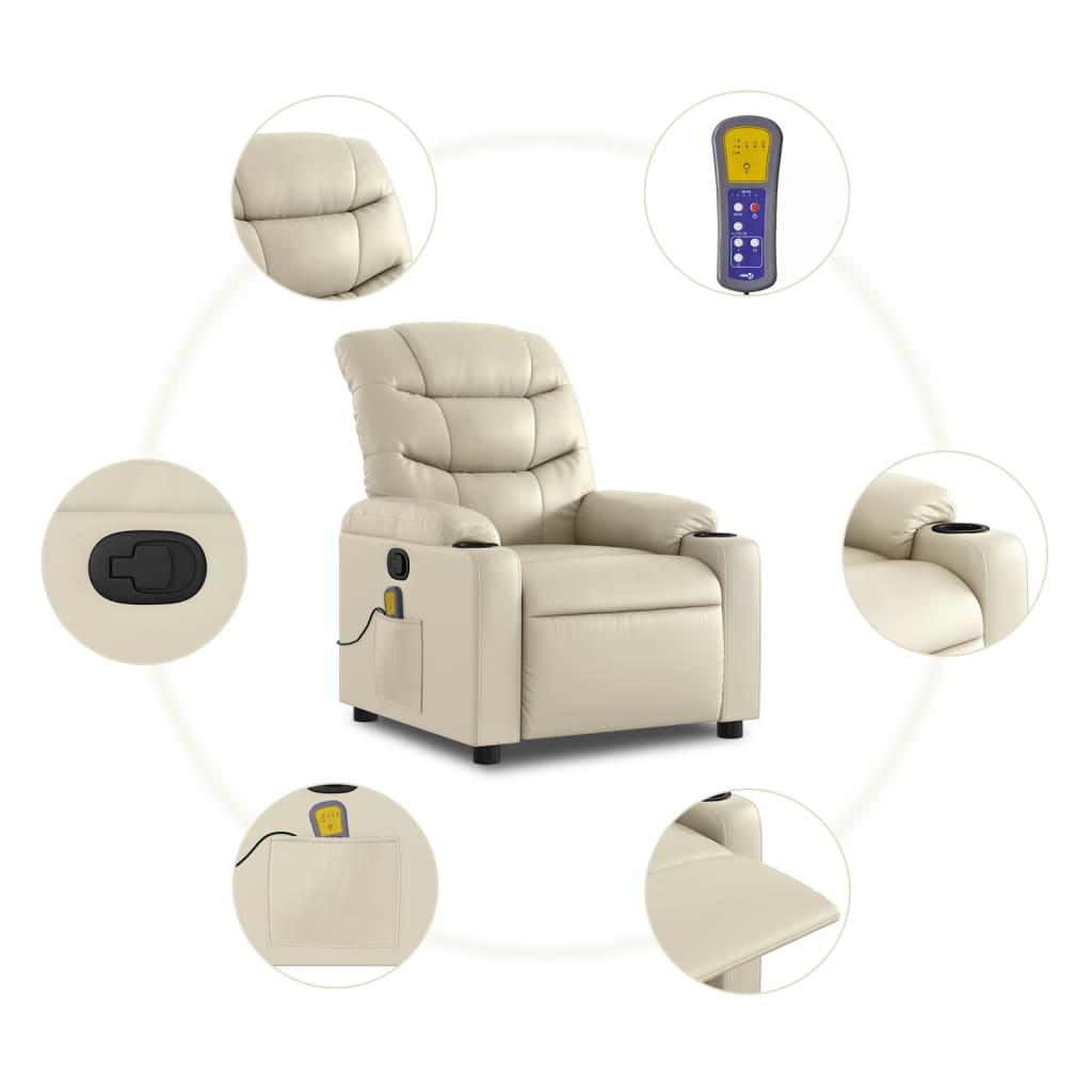 Fauteuil de massage inclinable crème similicuir - XIOS
