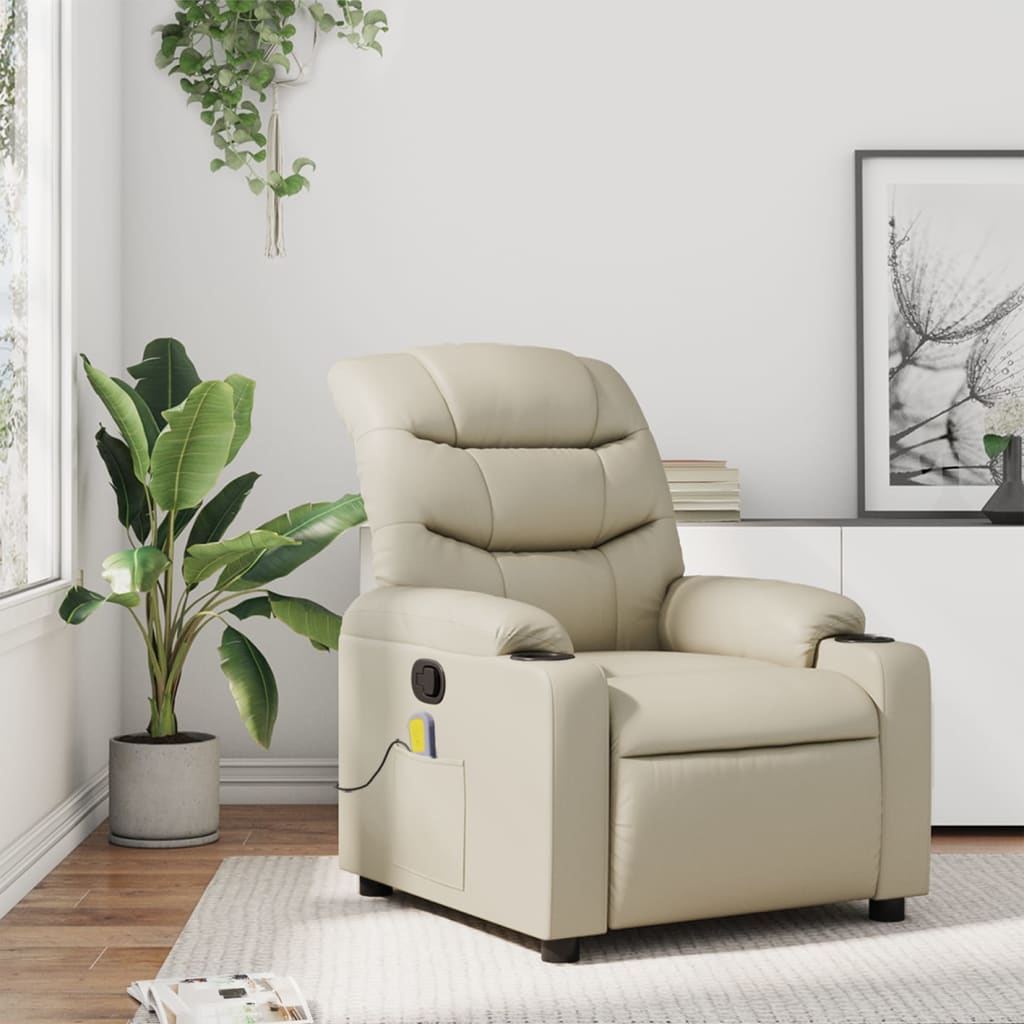 Fauteuil de massage inclinable crème similicuir - XIOS