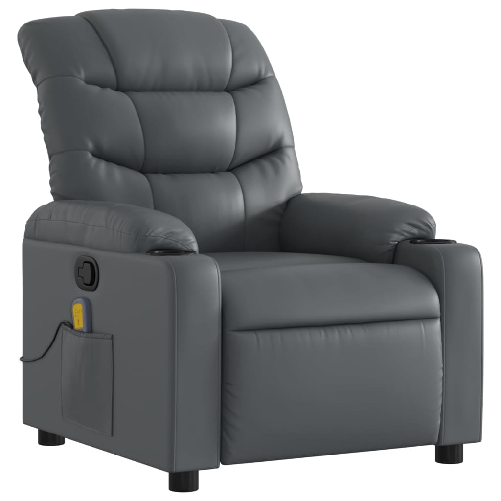 Fauteuil de massage inclinable gris similicuir - XIOS