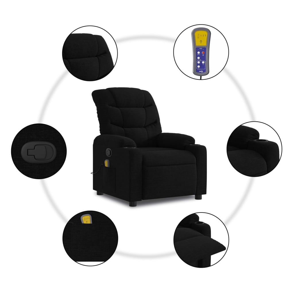 Fauteuil inclinable de massage noir tissu - XIOS